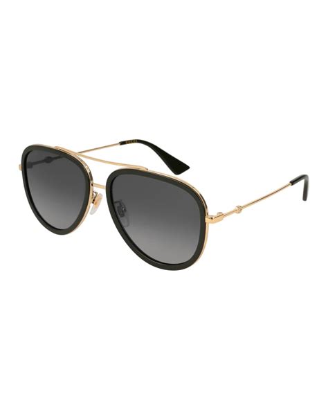 gucci aviator sunglasses - black and gold|Gucci oversized acetate aviator sunglasses.